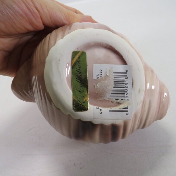 Ceramic Sea Shell Dish - Planter Brown Striped Conch Shell - Picture 11 of 12